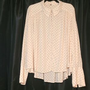 Free People Kennedy  Polka Dot Cream Blouse Size L